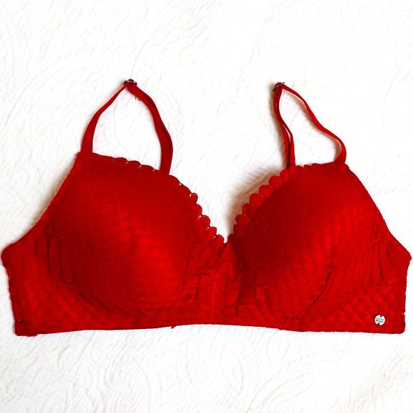 Lucky Brand | Red Lace Bra Size 36C Wireless, Lightly Padded - Picture 1 of 10